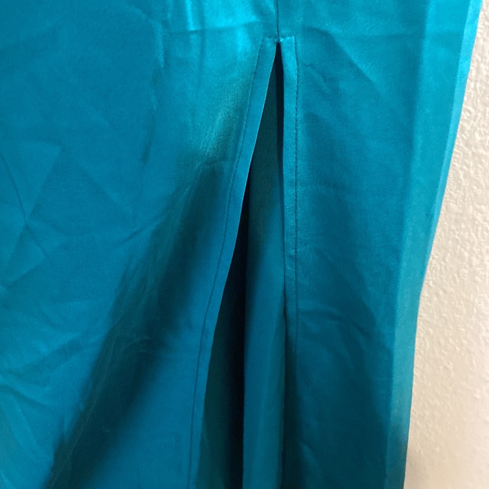 Teal/green cowl neck satin dress - Picture 4 of 4